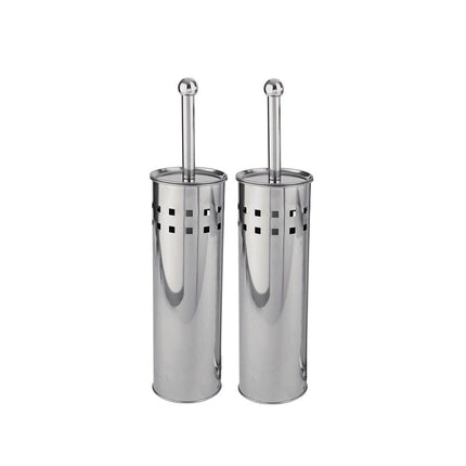 2 Stuks Toiletborstel RVS - Wcborstel Rvs - RVS Toiletborstel in houder - Toiletborstelhouder - Wc borstel - Toiletborstel - Zilver - RVS