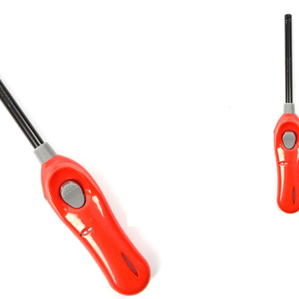 Aansteker met kinderbescherming - Barbecue aansteker - Pakket van 2x stuks BBQ aanstekers navulbaar| A Kwaliteit |Kinderbescherming/Kinderslot |2x Rood| 26 cm