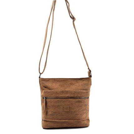 Bicky Bernard Omhang Schoudertas Ritsvakjes Trendy Tas - Camel  - Cognac 