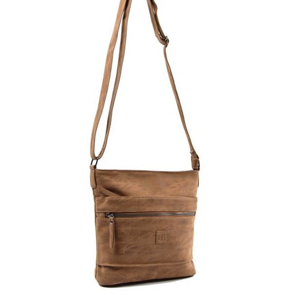 Bicky Bernard Omhang Schoudertas Ritsvakjes Trendy Tas - Camel  - Cognac 