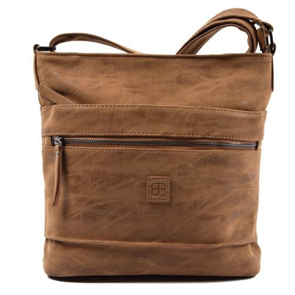 Bicky Bernard Omhang Schoudertas Ritsvakjes Trendy Tas - Camel  - Cognac 