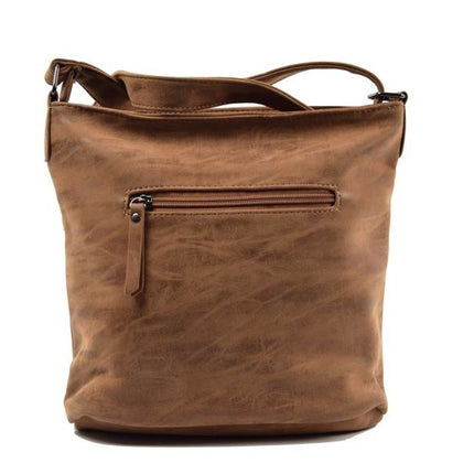 Bicky Bernard Omhang Schoudertas Ritsvakjes Trendy Tas - Camel  - Cognac 