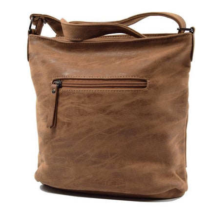 Bicky Bernard Omhang Schoudertas Ritsvakjes Trendy Tas - Camel  - Cognac 