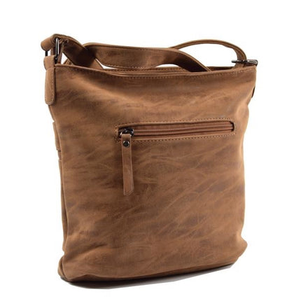 Bicky Bernard Omhang Schoudertas Ritsvakjes Trendy Tas - Camel  - Cognac 
