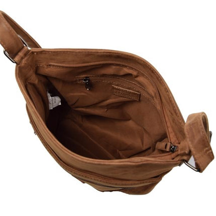 Bicky Bernard Omhang Schoudertas Ritsvakjes Trendy Tas - Camel  - Cognac 