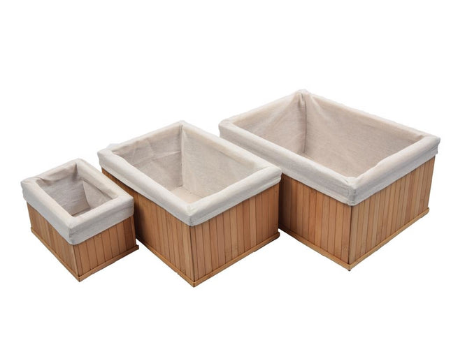 Bamboe manden 3 stuks | Multifunctionele mand | Opbergmanden | Opberg | opberger Box |Doos |Mand/Vakken - Opbergsysteem