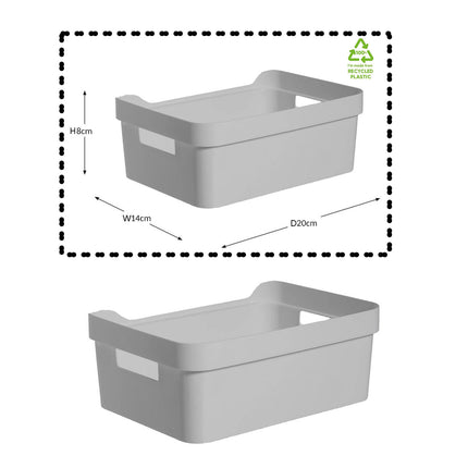 2 stuks opbergmand met handvatten - Opbergbox kopen - Gereedschapsbak 2 stuks - afmeting 200 mm x 140 mm x 80mm 