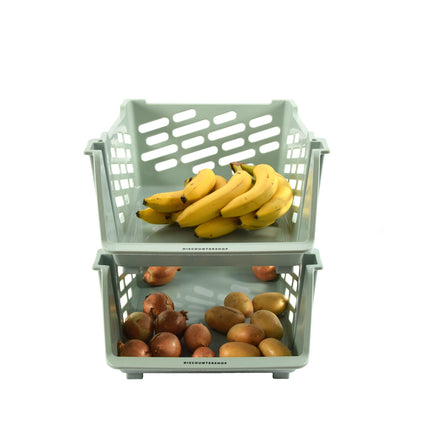  2x Groentemand | opbergmand voor groente en fruit | Mandenrek  | Keukenrek | Rek met Manden |Fruit Opbergmand | Opbergrek | Aanrecht Organiseer | Aardappelbak – Fruitrek | MINT GROEN