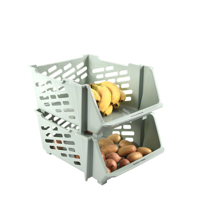 2x Groentemand | opbergmand voor groente en fruit | Mandenrek  | Keukenrek | Rek met Manden |Fruit Opbergmand | Opbergrek | Aanrecht Organiseer | Aardappelbak – Fruitrek | MINT GROEN