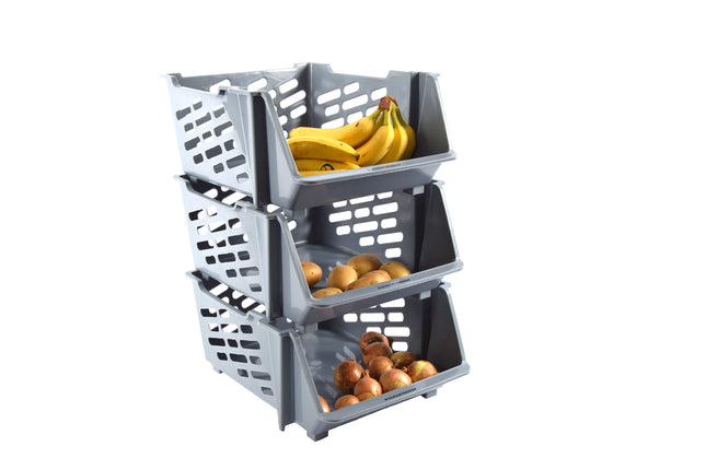 3x Groentemand |Blauw | opbergmand voor groente en fruit | Mandenrek | Fruit Opbergmand | Opbergrek | Aanrecht Organiseer | Aardappelbak – Fruitrek