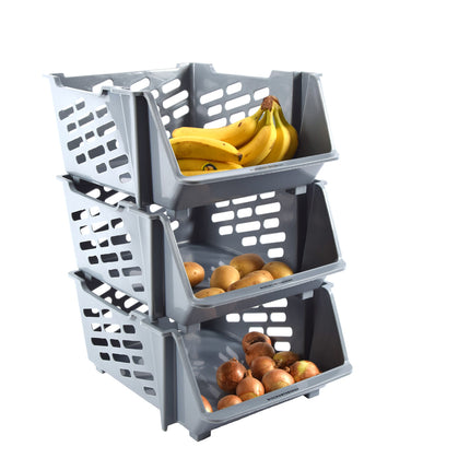 3x Groentemand |Blauw | opbergmand voor groente en fruit | Mandenrek | Fruit Opbergmand | Opbergrek | Aanrecht Organiseer | Aardappelbak – Fruitrek