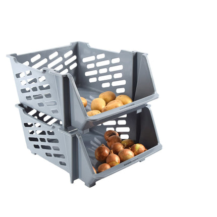 2 x Groentemand | opbergmand voor groente en fruit | Mandenrek  | Keukenrek | Rek met Manden |Fruit Opbergmand | Opbergrek | Aanrecht Organiseer | Aardappelbak – Fruitrek | BLAUW