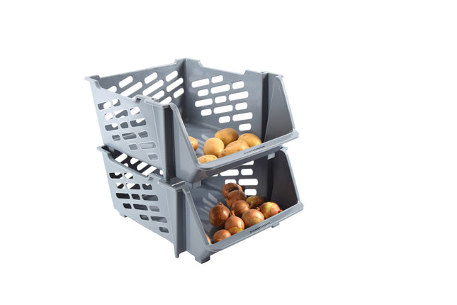 2 x Groentemand | opbergmand voor groente en fruit | Mandenrek  | Keukenrek | Rek met Manden |Fruit Opbergmand | Opbergrek | Aanrecht Organiseer | Aardappelbak – Fruitrek | BLAUW