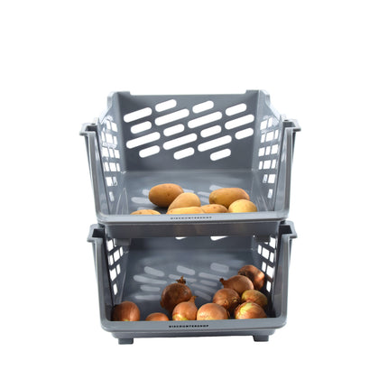 2 x Groentemand | opbergmand voor groente en fruit | Mandenrek  | Keukenrek | Rek met Manden |Fruit Opbergmand | Opbergrek | Aanrecht Organiseer | Aardappelbak – Fruitrek | BLAUW