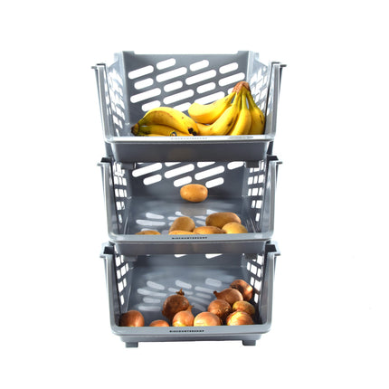 3x Groentemand |Blauw | opbergmand voor groente en fruit | Mandenrek | Fruit Opbergmand | Opbergrek | Aanrecht Organiseer | Aardappelbak – Fruitrek