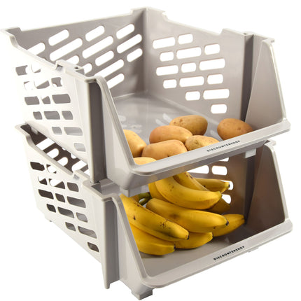 2 x Groentemand | Opbergmand voor Groente en Fruit | Mandenrek |Fruit groenten mand | Keukenrek | Rek met Manden |Fruit Opbergmand | Opbergrek | Aanrecht Organiseer | Aardappelbak – Fruitrek