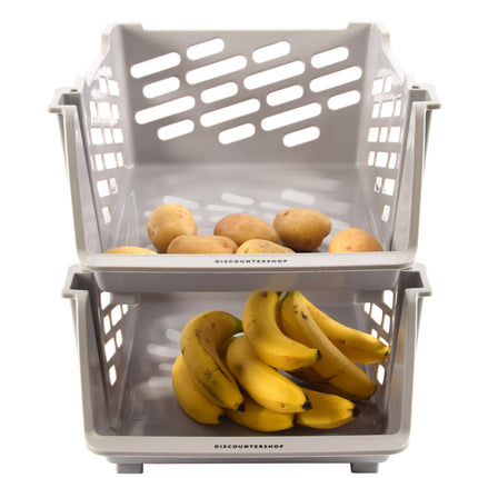 2 x Groentemand | Opbergmand voor Groente en Fruit | Mandenrek |Fruit groenten mand | Keukenrek | Rek met Manden |Fruit Opbergmand | Opbergrek | Aanrecht Organiseer | Aardappelbak – Fruitrek