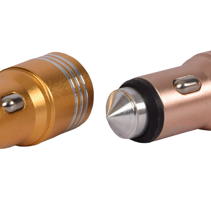 Opladers | Goud | Auto Oplader | 2 Poorten | Dubbele USB Poort | Model C08 | Snel Opladen | 5V Output – 12V AutoACCU Input