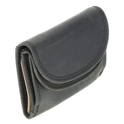 Dubbele Overslag Kleine Portemonnee | Unisex - RFID Anti Skim | Portefeuille Kleingeld | 2 Pasjeshouder, Muntvak & Biljetvak | 9x7x2cm - Zwart 