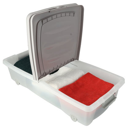 Opbergbox met Deksel en Wieltjes grijs - 79x39x17 cm - Transparant -Box