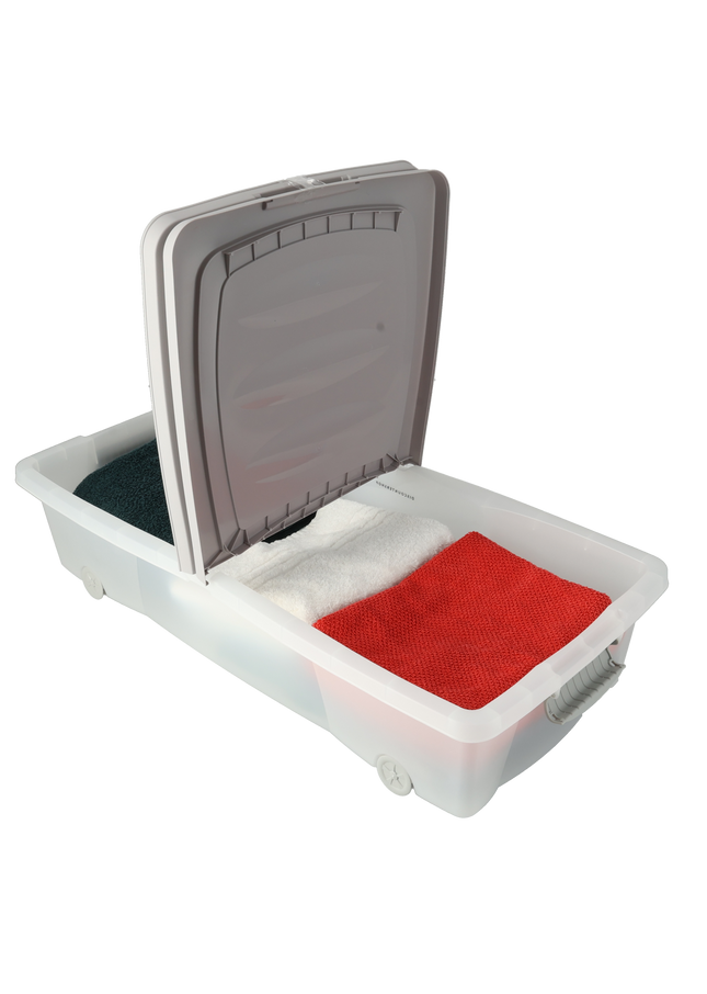 Opbergbox met Deksel en Wieltjes grijs - 79x39x17 cm - Transparant -Box