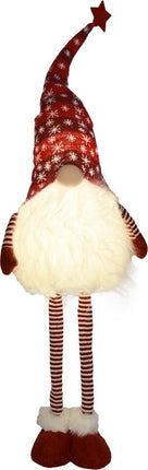Gnome Staand 108 cm hoog Rood |Met Led |Kerst Kabouter Puntmuts| Gevuld met Pluche
