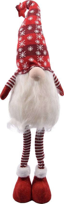 Gnome Staand 108 cm hoog Rood |Met Led |Kerst Kabouter Puntmuts| Gevuld met Pluche