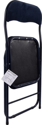 6x Klapstoel met zithoogte van 43 cm Vouwstoel velvet zitvlak en rug bekleed - stoel - tafelstoel- tafelstoel - klapstoel - Velvet klapstoel - Luxe klapstoel - Met kussentjes - Stoelen - Klapstoelen - Stoeltje - Premium chair - Donkerblauw