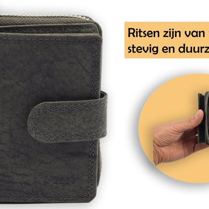Portemonnee - Portemonnee dames - Portemonnee heren - Portemonnee pasjes - RFID Protected Anti skim - 4East - 4E-209- Grijs - Antraciet