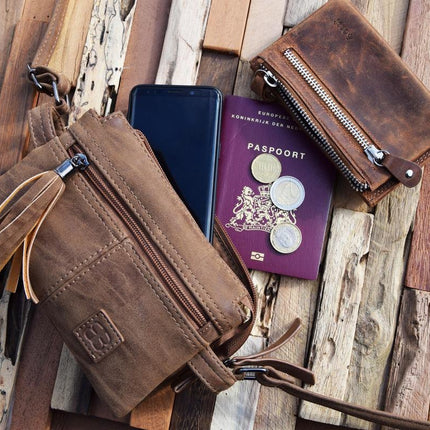 Tas - tasssen - bags - Bag- Bicky Bernard- Harmonica 3-Vaks tasje - schoudertasje - crossbody tasje - Camel