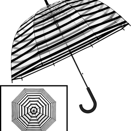 Paraplu polka dot en streepdessin Koepelparaplu Transparant PVC Ø 86 CM trouw -