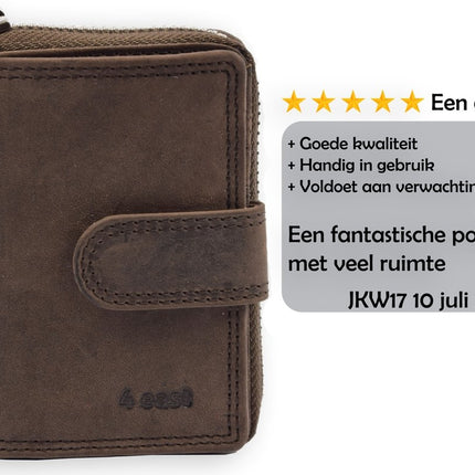 Portemonnee Buffelleer| portemonnees dames - Portemonnee heren - Portemonnee pasjes - RFID Protected Anti skim - 4East - 4E-209-
