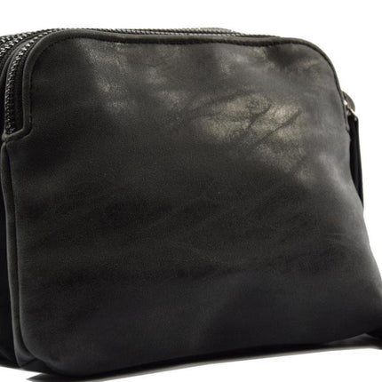 Bicky Bernard Schoudertas Zwart met 3 ritsen - tas - tassen - schoudertas dames - handtas - zwart schoudertas - schoudertas meiden - 