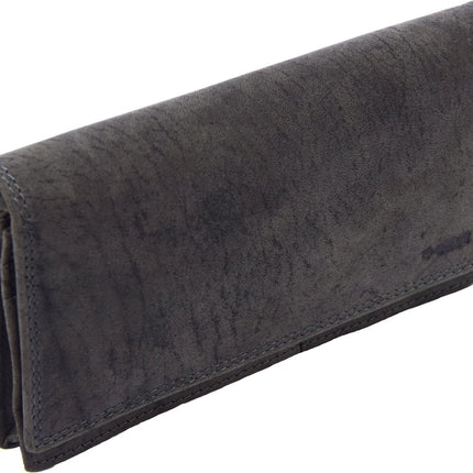 4East® Vintage Leren Dames Portemonnee |grijs | RFID |Stoer Leer Portemonnee Huishoud portemonnee | Dames | Harmonica portemonnee | buffelleer Portemonnee | Overslag portemonnee- 4e-405