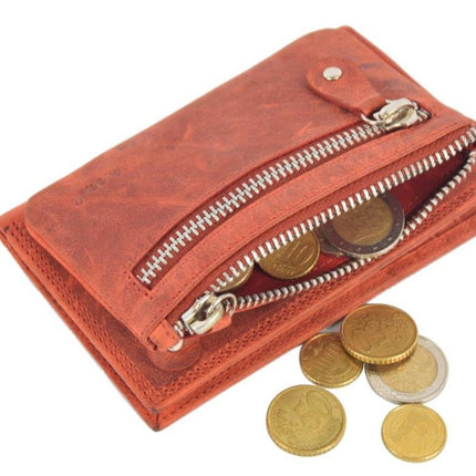 Trendy Portemonnee Met Muntenvak - Rfid Buffelleer - 10 Pasjes - 7 Vakken - 8.9 x 14 cm 
