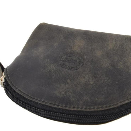 Trendy Portemonnee Dames Van Leer - Zwarte Ritsportemonnee - 11X9.5X3 Cm - 7 Pasjesvakken 