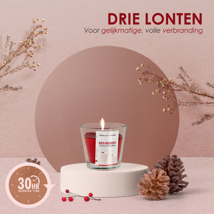 Geurkaars Berries -  Rood  - 30 uur Branduren - Goedkope Geurkaarsen voor Woonkamer & Slaapkamer
