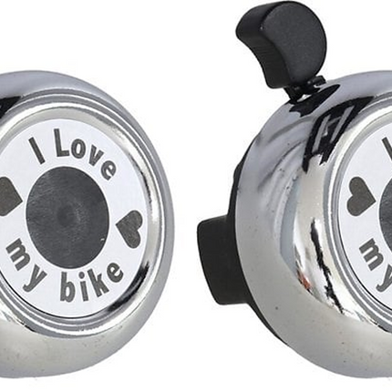 Fietsbel 30 mm Zilver – "I Love My Bike" – Aluminium Fietsbel Racefiets & Stadsfiets – Helder Geluid – Universele Fietsaccessoire voor Kinderen & Volwassenen