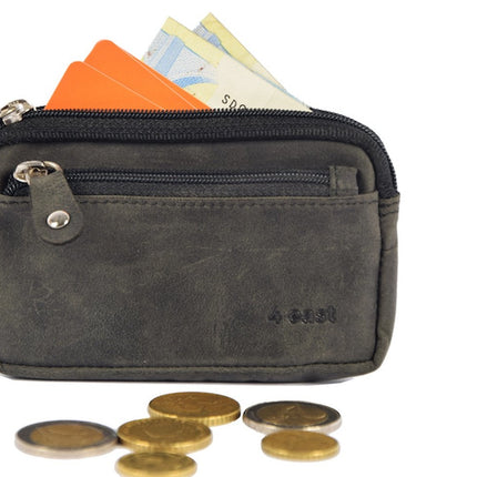 Auto sleutel portemonnee leer – RFID sleuteletui heren & dames – compacte sleutel organizer en kleine portemonnee met rits