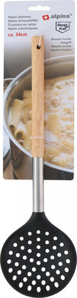 Alpina Schuimspaan Groot 34 Cm Hout/rvs/nylon Blank/zlilver/zwart
