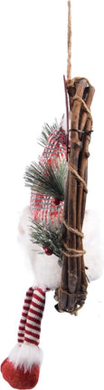 gnome pop op krans rood | 36x13x48cm | Kerstkrans | Met Led