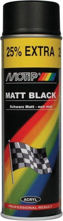 Motip verf 3 stuks spuitverf Mat zwart sneldrogend 500 mL voor metaal , hout, aluminium en steen - 25 % EXTRA 