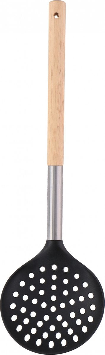 Alpina Schuimspaan Groot 34 Cm Hout/rvs/nylon Blank/zlilver/zwart