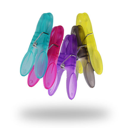 Kleurrijke Wasknijpers Set met Houder - Multicolor - Kunststof - 13.5cm x 13.5cm x 22cm