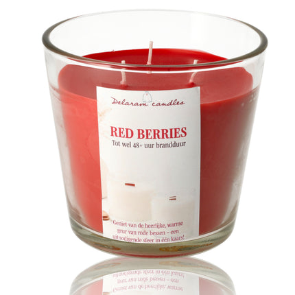 Grote Geurkaars Rood Berry - Goedkope Geurkaarsen Online voor Woonkamer & Eatkamer - 48 uur brandduur - Drie Lonten Dinerkaars
