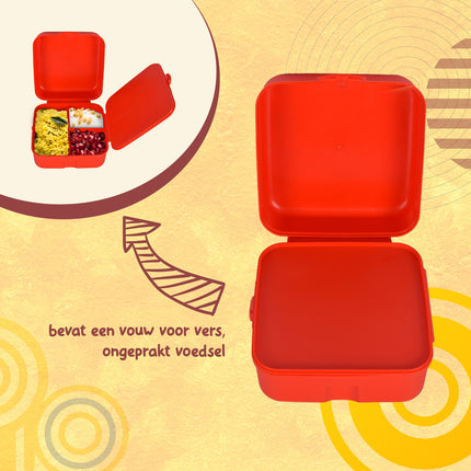 Broodtrommel kind | 14cm*8cm*14cm | Lunchtrommel | Rode | Brooddoos | kunstof | 1.5 liter