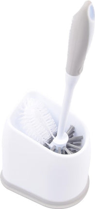 Toiletborstel Roestvrij - wit - Plastic Witte Toiletborstelhouder met Grijze Onderkant – 34x15cm – Wit – 1 Stuk