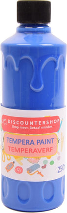 Tempera verf 250 ML - 6 stuks - Blauw - Geel - Groen - Rood - Wit - Zwart - Set van 6x Acrylverf / temperaverf - 6 kleuren - Fles 250 ml - Tempera / acryl verf - Hobby - knutselmateriaal - Schilderij maken - Verf op waterbasis - Hobby