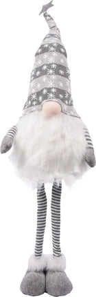 Gnome 90 cm Grijs |Met Led |Kerst Kabouter Puntmuts| Gevuld met pluche | kerstversiering| Kerstman/gnome man baard| pop