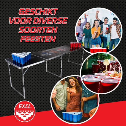 Lifetime Games Beerpong-Tafel - Opgezet 240 x 60 x 70 cm - Opvouwbaar tot 60 x 60 x 15 cm - met Handvat